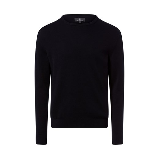 Nils Sundström Męski sweter z dzianiny Mężczyźni Bawełna granatowy jednolity ze sklepu vangraaf w kategorii Swetry męskie - zdjęcie 188035779