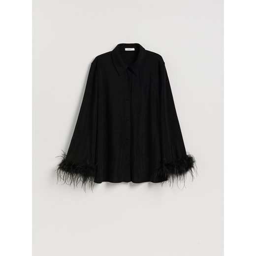 Reserved - Koszula z metalizowaną nitką - czarny Reserved M Reserved