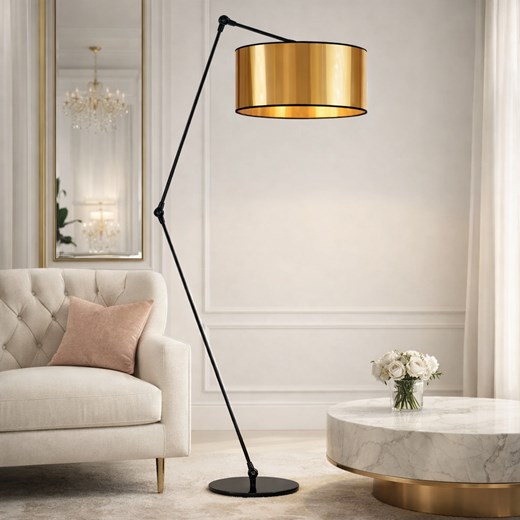 Czarno złota lampa podłogowa do salonu w stylu glamour BARI MIRROR ze sklepu Lysne w kategorii Lampy podłogowe - zdjęcie 188042928