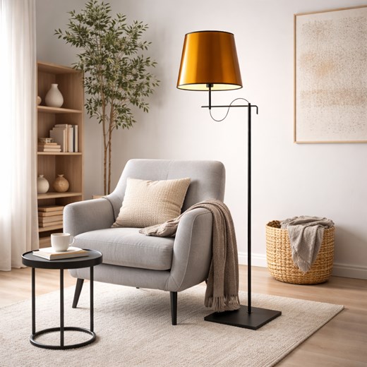 Czarna lampa stojąca do czytania w salonie BATA MIRROR ze sklepu Lysne w kategorii Lampy podłogowe - zdjęcie 188042967