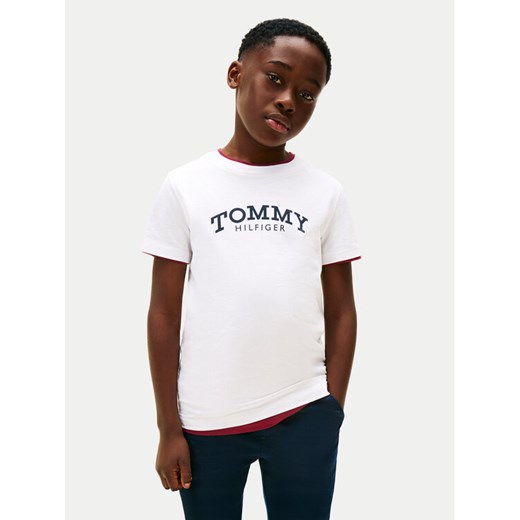 Tommy Hilfiger T-Shirt Monotype Print KB0KB10051 D Biały Regular Fit ze sklepu MODIVO w kategorii T-shirty chłopięce - zdjęcie 188058187