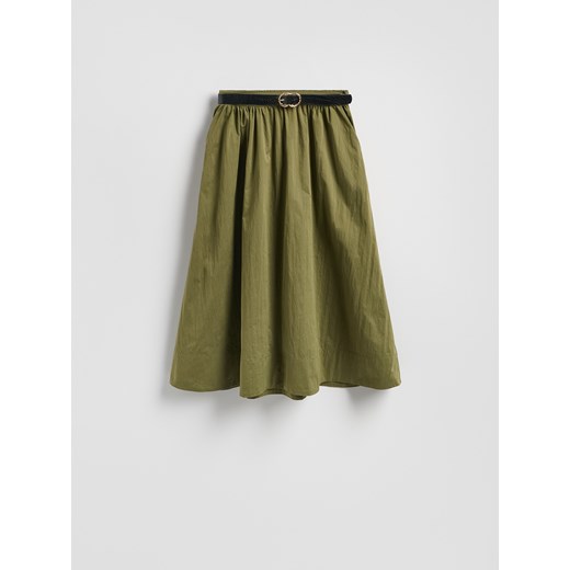 Reserved - Spódnica midi z paskiem - ciemnozielony ze sklepu Reserved w kategorii Spódnice - zdjęcie 188060637