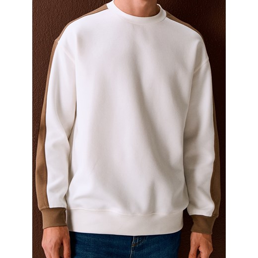Sinsay - Bluza crewneck z lampasami - kremowy Sinsay S Sinsay