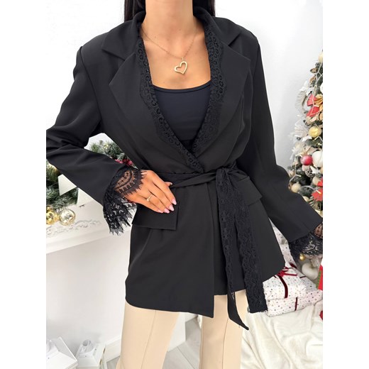Czarna Marynarka z Koronką Modnakiecka.pl 38 ModnaKiecka.pl