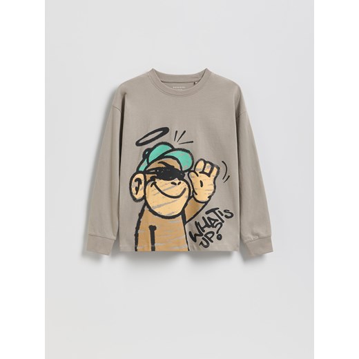 Reserved - Longsleeve z nadrukiem - beżowy ze sklepu Reserved w kategorii Bluzy chłopięce - zdjęcie 188066676