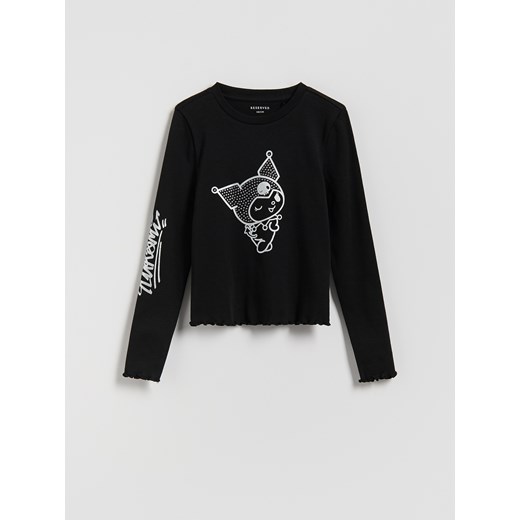 Reserved - Bluzka z aplikacją Kuromi - czarny ze sklepu Reserved w kategorii Bluzki dziewczęce - zdjęcie 188066696