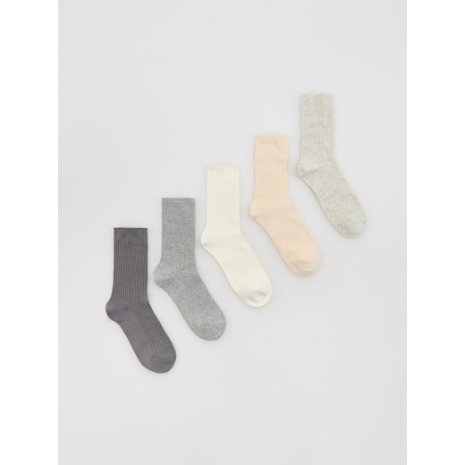 Reserved - Długie skarpetki 5 pack - ciemnoszary ze sklepu Reserved w kategorii Skarpetki damskie - zdjęcie 188066869
