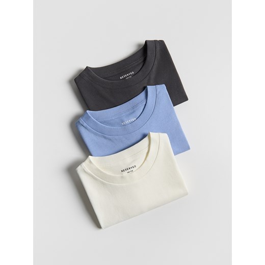 Reserved - Bawełniany t-shirt 3 pack - jasnoniebieski ze sklepu Reserved w kategorii T-shirty chłopięce - zdjęcie 188067045