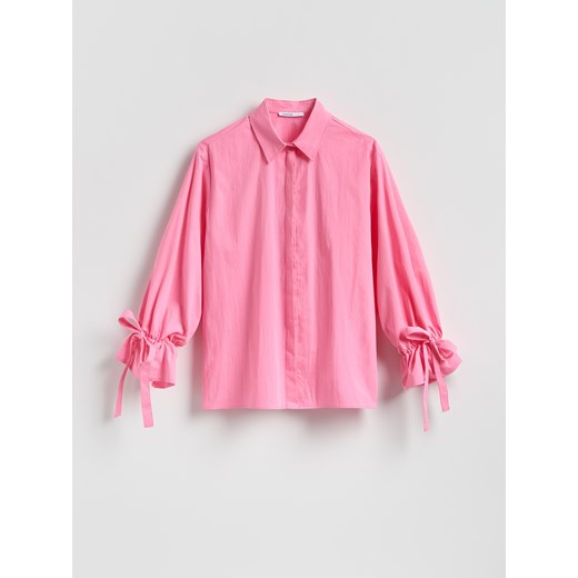 Reserved - Koszula z wiązaniami przy rękawach - intensywny róż Reserved M Reserved