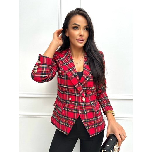 Czerwona Marynarka w Kratę Modnakiecka.pl 36 ModnaKiecka.pl