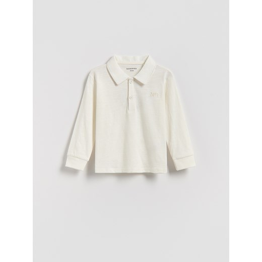 Reserved - Longsleeve polo - złamana biel ze sklepu Reserved w kategorii T-shirty chłopięce - zdjęcie 188067617