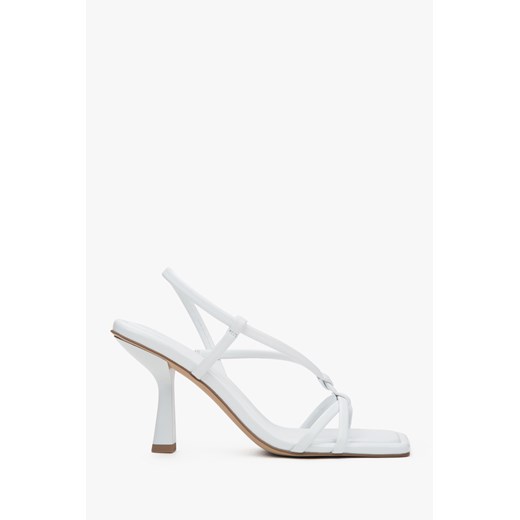 Estro: Białe sandałki damskie na wysokim obcasie ze skóry naturalnej ze sklepu Estro w kategorii Sandały damskie - zdjęcie 188079067