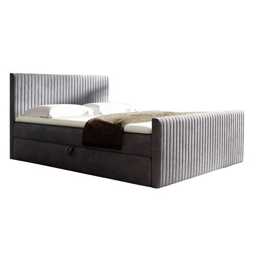 Szare pikowane łóżko kontynentalne z pojemnikiem 5 rozmiarów A4-L83 ze sklepu Edinos.pl w kategorii Łóżka i materace - zdjęcie 188081918