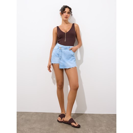 Mohito - Jeansowe spódnico-szorty - niebieski ze sklepu Mohito w kategorii Spódnice - zdjęcie 188083699