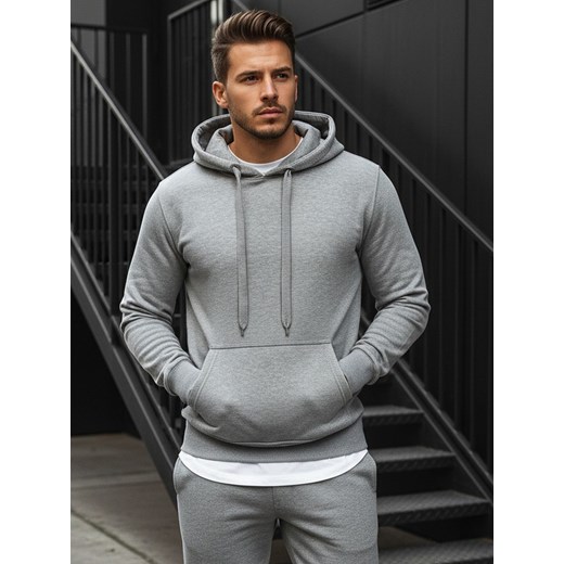 Bluza męska z kapturem szara BX3646 ze sklepu DSTREET.PL w kategorii Bluzy męskie - zdjęcie 188088058