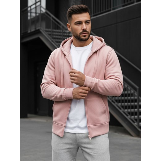 Bluza męska z kapturem różowa Dstreet BX4834 ze sklepu DSTREET.PL w kategorii Bluzy męskie - zdjęcie 188088077