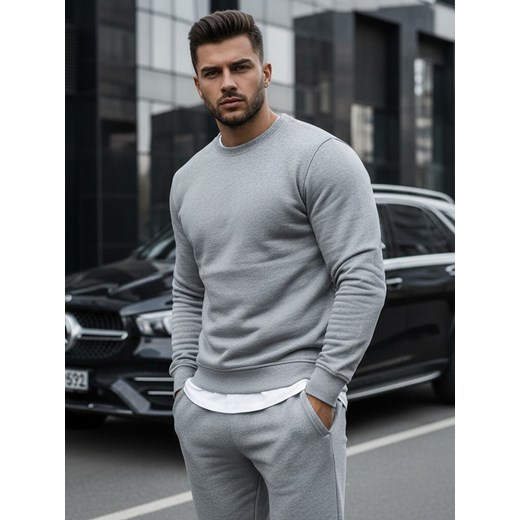 Bluza męska gładka szara BX3354 ze sklepu DSTREET.PL w kategorii Bluzy męskie - zdjęcie 188088156