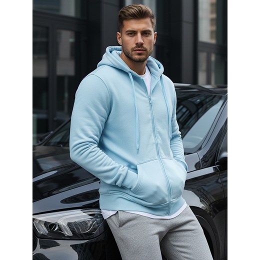 Bluza męska z kapturem błękitna Dstreet BX4246 ze sklepu DSTREET.PL w kategorii Bluzy męskie - zdjęcie 188088178