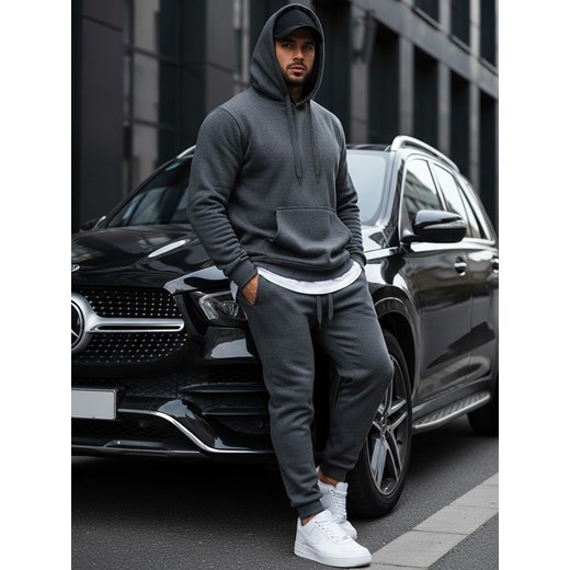 Bluza męska z kapturem antracytowa BX2085 ze sklepu DSTREET.PL w kategorii Bluzy męskie - zdjęcie 188088187