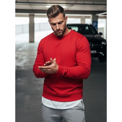 Bluza męska gładka czerwona Dstreet BX3867 ze sklepu DSTREET.PL w kategorii Bluzy męskie - zdjęcie 188088195