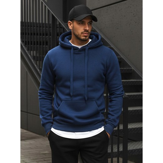 Bluza męska z kapturem niebieska Dstreet BX4684 ze sklepu DSTREET.PL w kategorii Bluzy męskie - zdjęcie 188088208