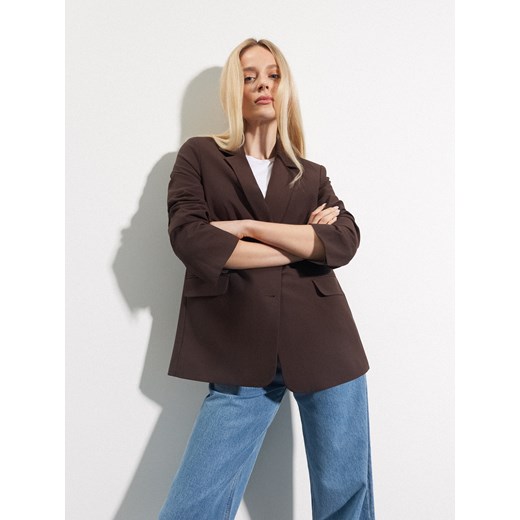 Mohito - Brązowa marynarka - ciemnobrązowy Mohito 42 okazja Mohito