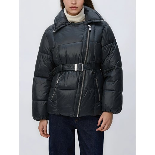 Reserved - Pikowana kurtka z paskiem - szary ze sklepu Reserved w kategorii Kurtki damskie - zdjęcie 188093746