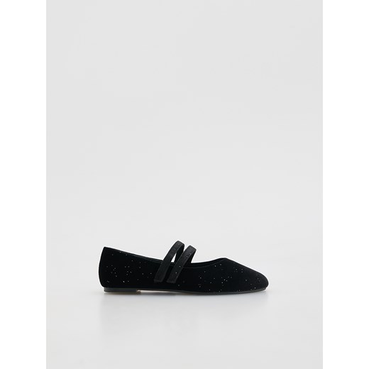 Reserved - Welurowe baleriny - czarny ze sklepu Reserved w kategorii Balerinki dziecięce - zdjęcie 188093997