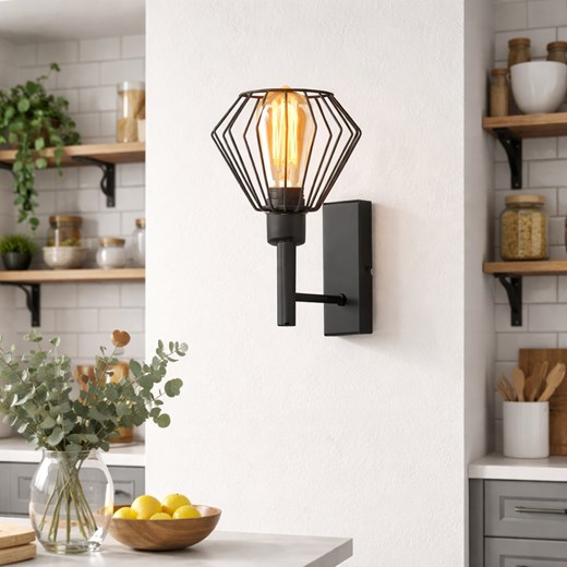 Czarny kinkiet ścienny industrialny loft AKABRA LOFT ze sklepu Lysne w kategorii Lampy ścienne - zdjęcie 188101308
