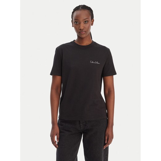 Calvin Klein Jeans T-Shirt LV047E809G Czarny Classic Fit ze sklepu MODIVO w kategorii Bluzki damskie - zdjęcie 188118577