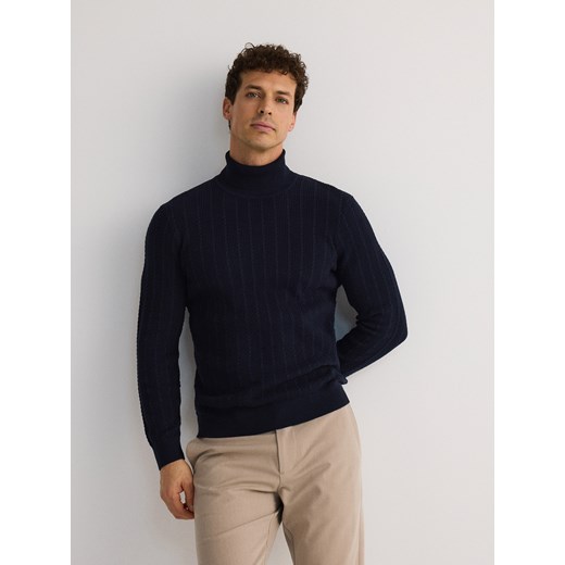 Reserved - Bawełniany golf - granatowy ze sklepu Reserved w kategorii Swetry męskie - zdjęcie 188120027