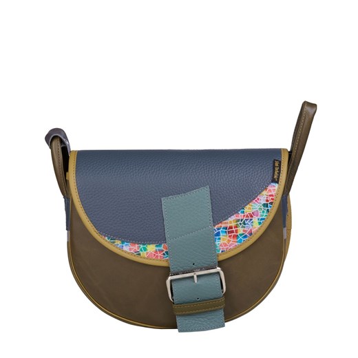 ziolona z granatową klapą damska torebka listonoszka skórzana na ra ze sklepu Słoń Torbalski w kategorii Listonoszki - zdjęcie 188122987