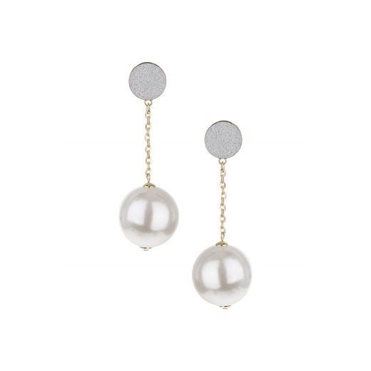 Pearl On Chain Drop Earrings topshop bialy 