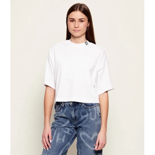HUGO T-shirt Damelody | Cropped Fit ze sklepu Gomez Fashion Store w kategorii Bluzki damskie - zdjęcie 188139129