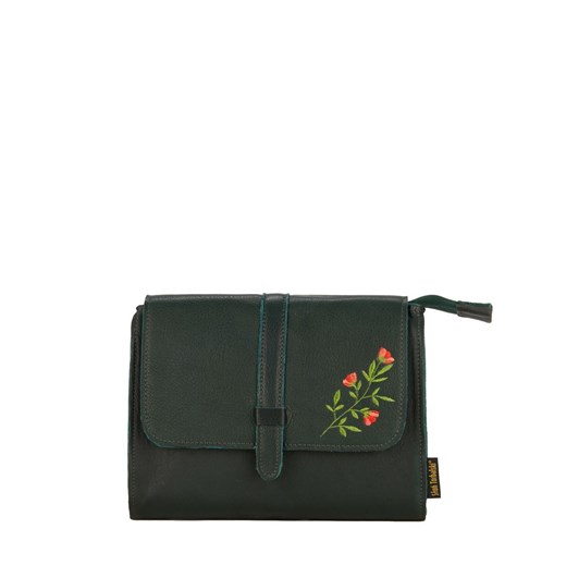zielona torebka damska skórzana z haftem na ramię Haftka ze sklepu Słoń Torbalski w kategorii Listonoszki - zdjęcie 188140537