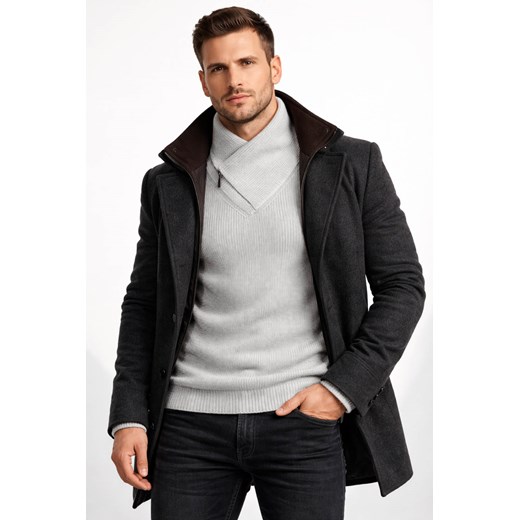 Sweter męski z kominem jasno-szary Recea ze sklepu Recea.pl w kategorii Swetry męskie - zdjęcie 188144667