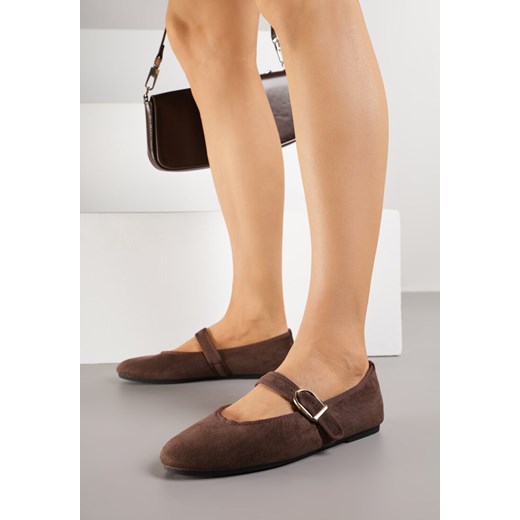Brązowe Balerinki w Stylu Mary Jane Urifiel 36 born2be.pl