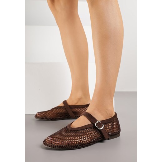 Brązowe Siateczkowe Balerinki Appletwinkle 36 born2be.pl