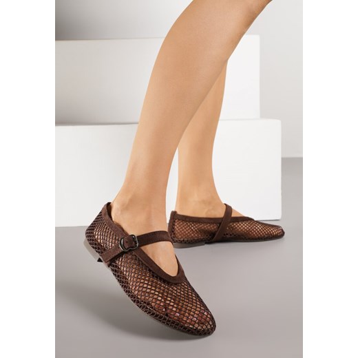 Brązowe Siateczkowe Balerinki Appletwinkle 37 born2be.pl