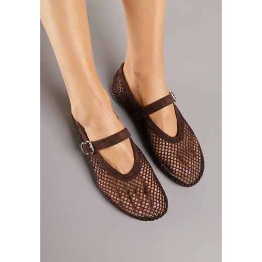 Brązowe Siateczkowe Balerinki Appletwinkle 40 born2be.pl