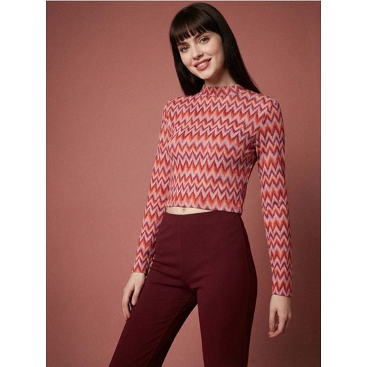 Sinsay - Żakardowa bluzka z golfem - wielobarwny Sinsay L Sinsay okazja