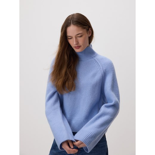Reserved - Wełniany sweter z golfem - jasnoniebieski ze sklepu Reserved w kategorii Swetry damskie - zdjęcie 188247186