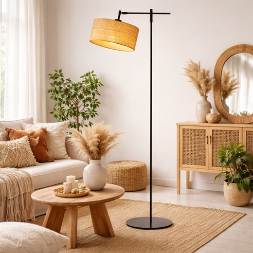 Rattanowa lampa stojąca do wnętrz boho MELTON BOHO z regulacją kąta padania światła ze sklepu Lysne w kategorii Lampy podłogowe - zdjęcie 188263065