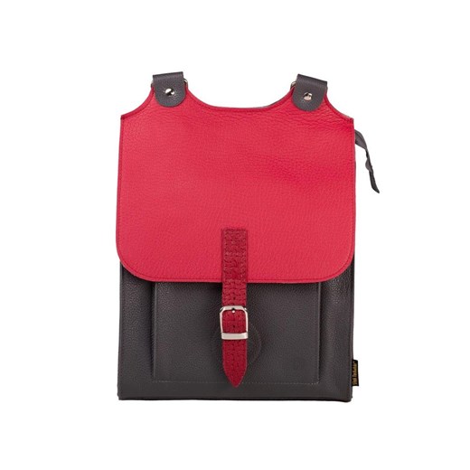 popielato czerwony plecak skórzany Bookpack ze sklepu Słoń Torbalski w kategorii Plecaki - zdjęcie 188265267