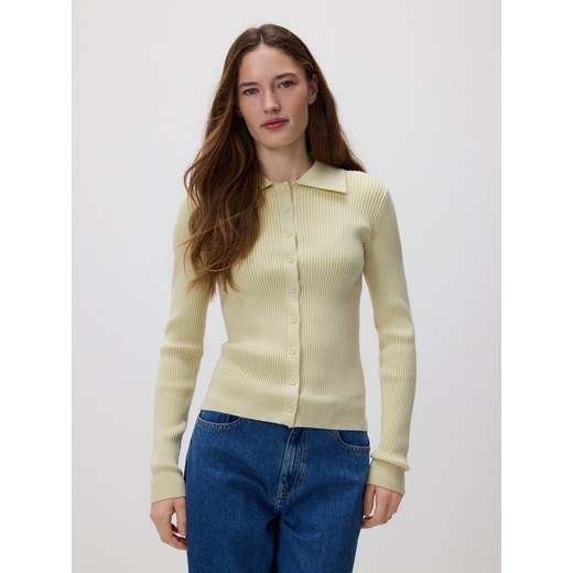 Reserved - Kardigan z kołnierzykiem - jasnozielony ze sklepu Reserved w kategorii Bluzki damskie - zdjęcie 188266966
