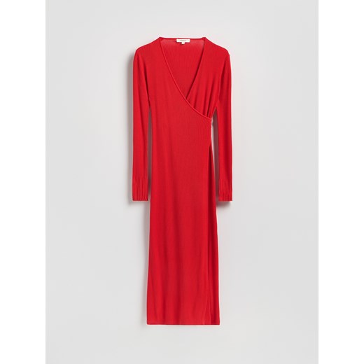 Reserved - Prążkowana sukienka z wiązaniem - czerwony ze sklepu Reserved w kategorii Sukienki - zdjęcie 188284277