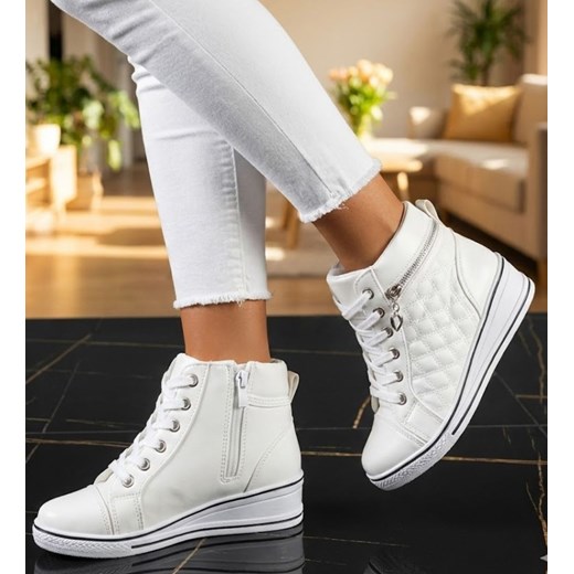 Dziewczęce trampki na niskim koturnie /E3-2 7592 S193/ ze sklepu Pantofelek24.pl w kategorii Trampki dziecięce - zdjęcie 188284898