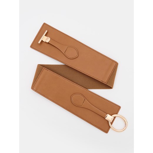 Mohito - Szeroki brązowy pasek na gumie - brązowy Mohito S/M wyprzedaż Mohito