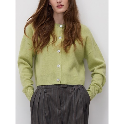 Reserved - Wełniany kardigan - jasnozielony ze sklepu Reserved w kategorii Swetry damskie - zdjęcie 188313275