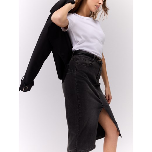 Mohito - Jeansowa spódnica midi - czarny ze sklepu Mohito w kategorii Spódnice - zdjęcie 188326517